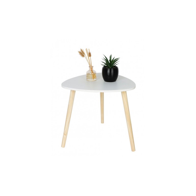 MESITA AUXILIAR MADERA BLANCA 48CM