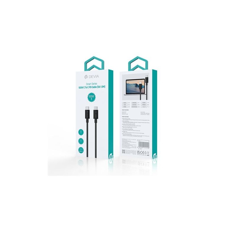 CABLE USB TIPO C A TIPO C 1.5M 100W...