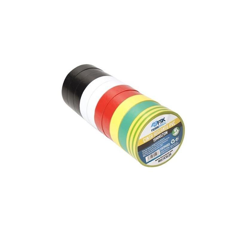CINTA AISLANTE PVC 19MMX20M MULTICOLOR 10UD FONTASTOCK