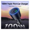 CARGADOR DE COCHE PARA SMARTPHONE | 100W | 2XUSB-C,1USB-A NEGRO VENTION