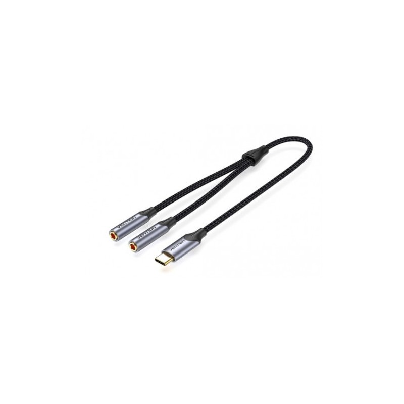 ADAPTADOR USB-C A 2 JACK 3.5 HEMBRA GRIS VENTION