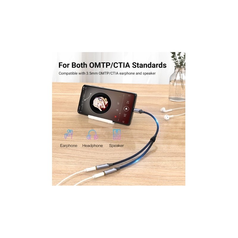 ADAPTADOR USB-C A 2 JACK 3.5 HEMBRA...