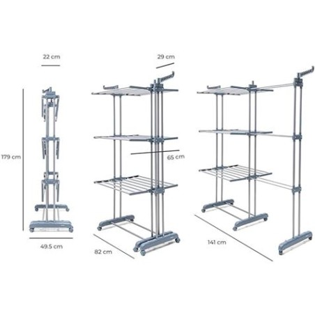 TENDEDERO VERTICAL EXTENSIBLE HASTA 141CM CON RUEDAS INNOVAGOOD