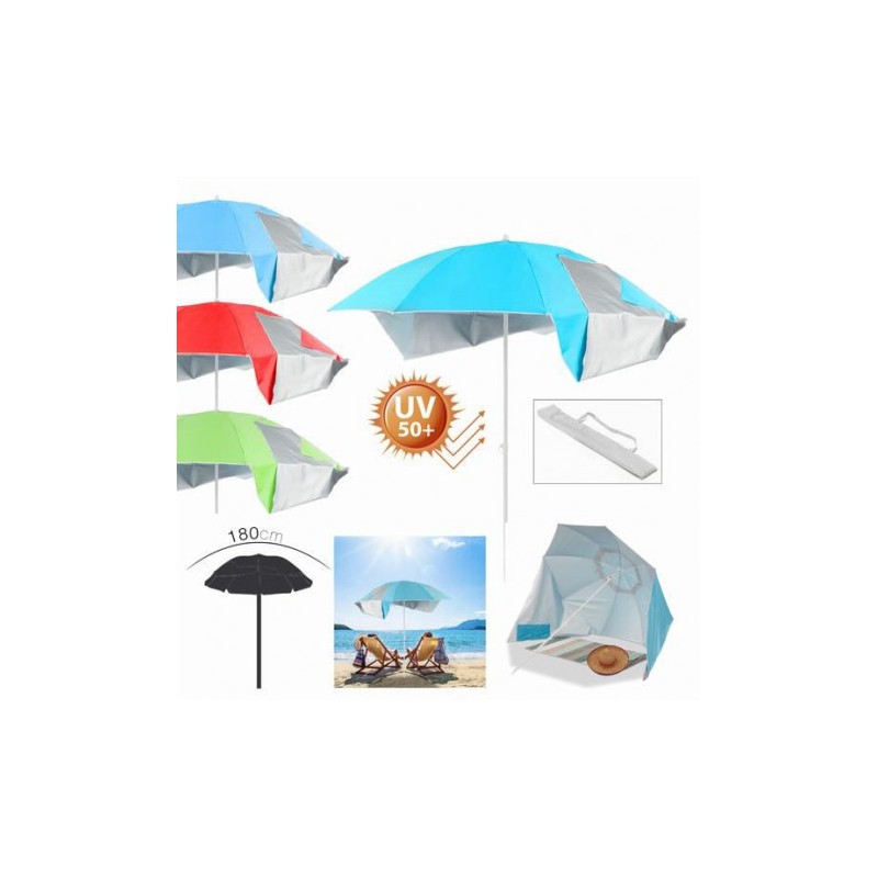 SOMBRILLA PLAYA CON CORTAVIENTOS UV50+ 180CM