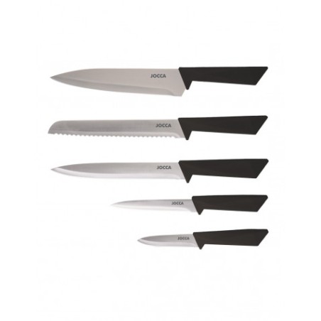 SET 5 CUCHILLOS ACERO INOXIDABLE + TACOMA NEGRO JOCCA