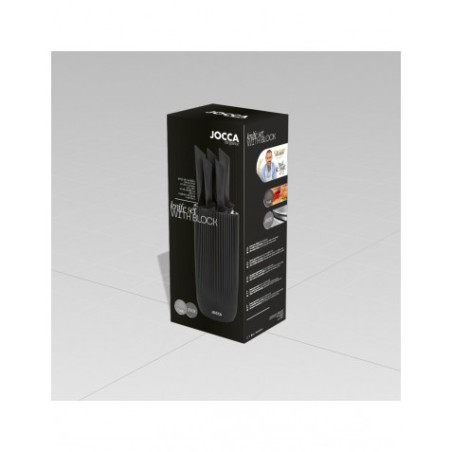 SET 5 CUCHILLOS ACERO INOXIDABLE + TACOMA NEGRO JOCCA