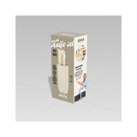 SET 5 CUCHILLOS ACERO INOXIDABLE + TACOMA CREMA JOCCA