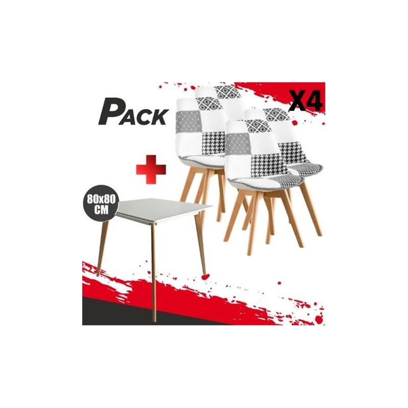 MESA DESIGN D900 80X80CM BLANCA + 4...