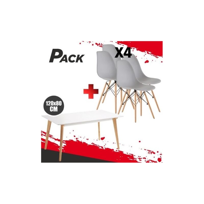 MESA DESIGN D900 120X80CM BLANCA + 4...