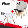MESA REDONDA DESIGN D500 80CM BLANCA + 4 SILLAS DESIGN D1000 TRANS+NEGRO