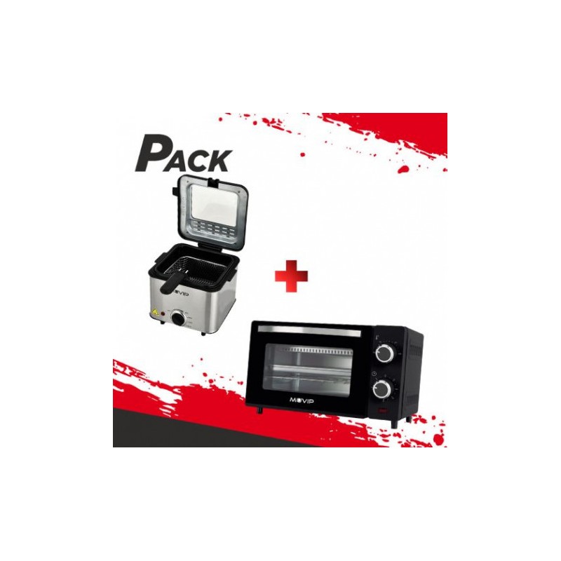 FREIDORA 1.5 LITROS INOXIDABLE 1000W + HORNO 10 LITROS 650W INOX