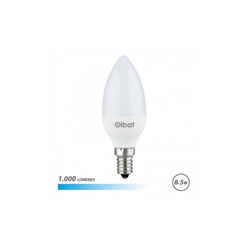 BOMBILLA LED C37 | 8.5W | 1000LM | E14 | LUZ FRIA | ELBAT