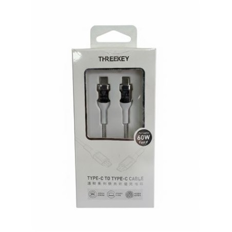 CABLE TIPO C A TIPO C 1 METRO 60W THREEKEY BLANCO