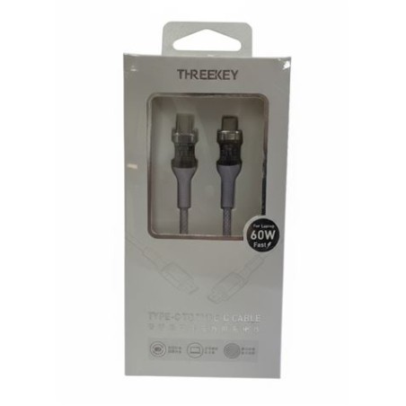 CABLE TIPO C A TIPO C 1 METRO 60W THREEKEY VIOLETA