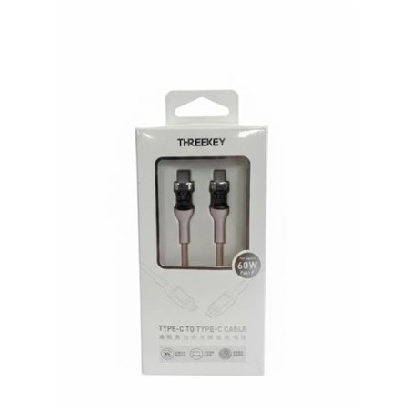 CABLE TIPO C A TIPO C 1 METRO 60W THREEKEY ROSA