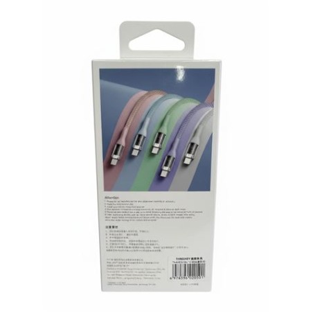 CABLE TIPO C A TIPO C 1 METRO 60W THREEKEY ROSA