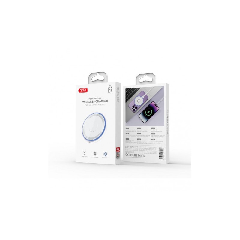 CARGADOR INALAMBRICO 15W CON LED AZUL...