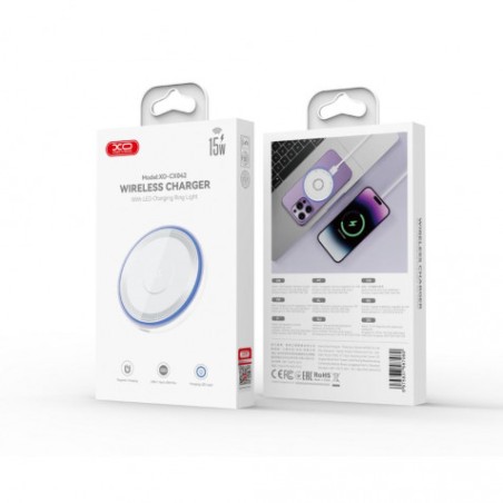 CARGADOR INALAMBRICO 15W CON LED AZUL CX042 XO