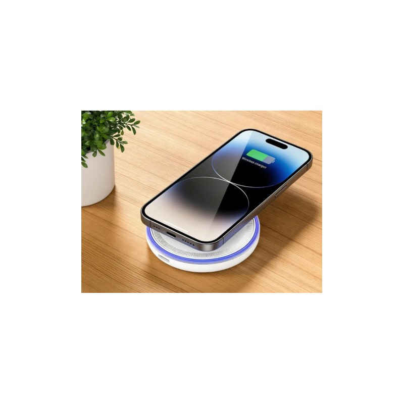 CARGADOR INALAMBRICO 15W CON LED AZUL...
