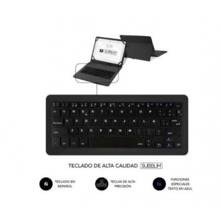 TECLADO CON FUNDA UNIVERSAL PARA TABLETS HASTA 11" NEGRO SUBBLIM