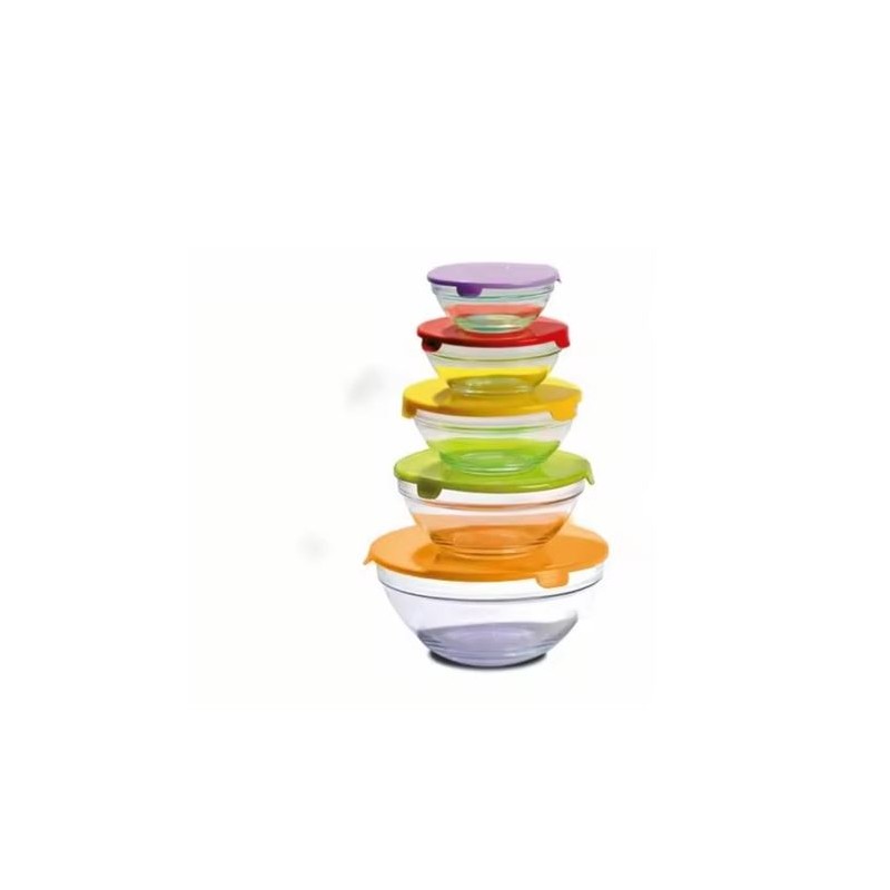 SET 5 BOL VIDRIO HERMETICOS CON TAPA...