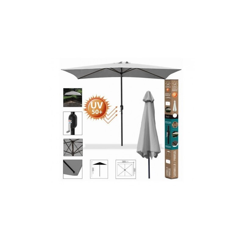SOMBRILLA JARDIN 3X2 METROS UV50+ GRIS