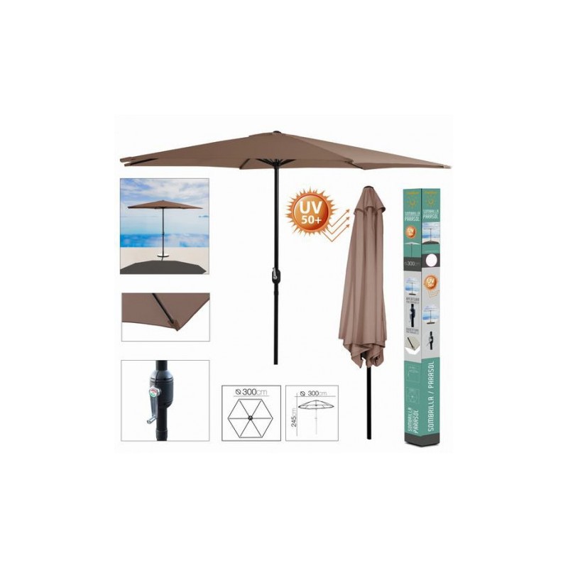 SOMBRILLA JARDIN 300CM METROS MARRON