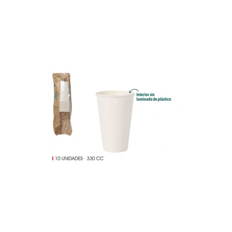 SET 10 VASO BLANCO CARTON 330CC ALGON