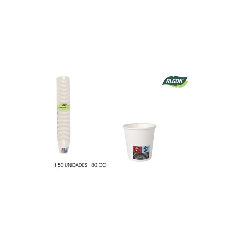 SET 50 VASO BLANCO CARTON 80CC ALGON