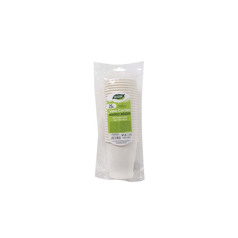 SET 25 VASO BLANCO CARTON 200CC ALGON
