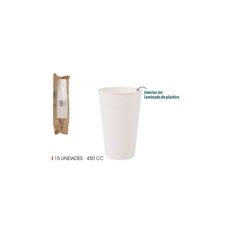SET 15 VASO BLANCO CARTON 450CC ALGON