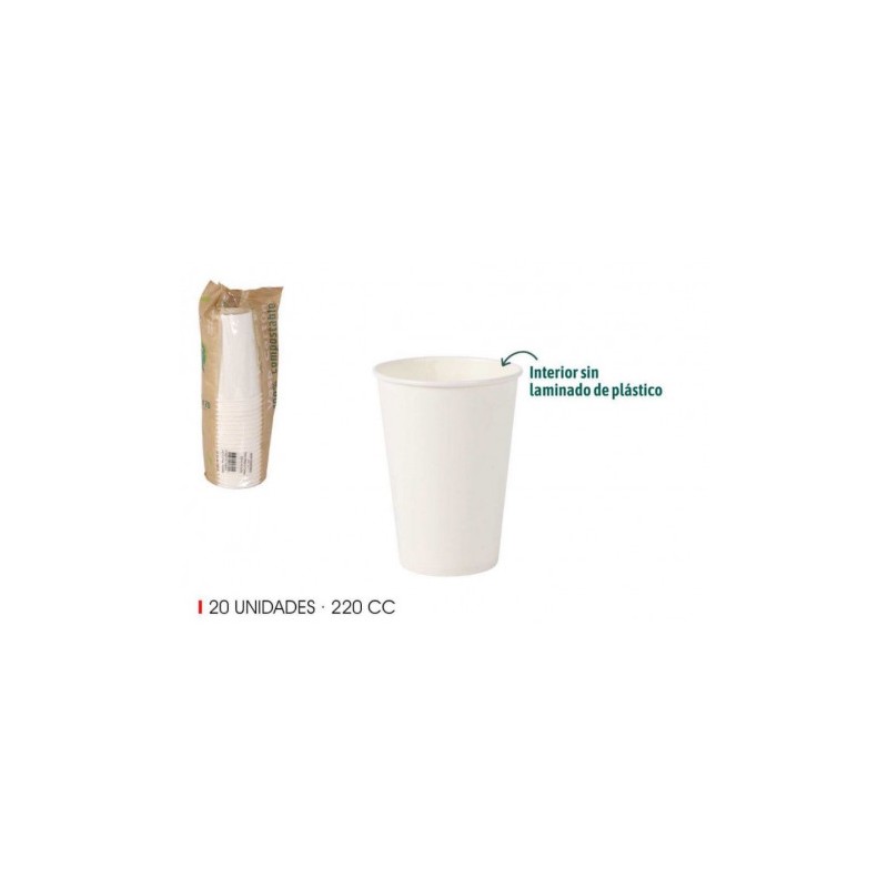 SET 20 VASO BLANCO CARTON 220CC ALGON