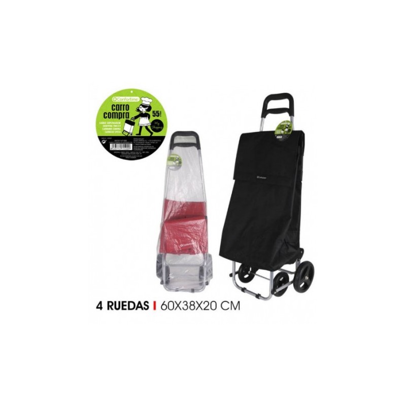 CARRO DE LA COMPRA PLEGABLE CON 4 RUEDAS COLORES SURTIDOS CONFORTIME