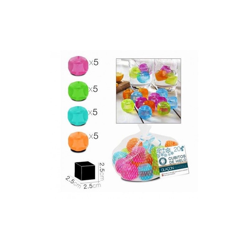 SET 20 CUBITOS DE HIELO REUTILIZABLES COLORES