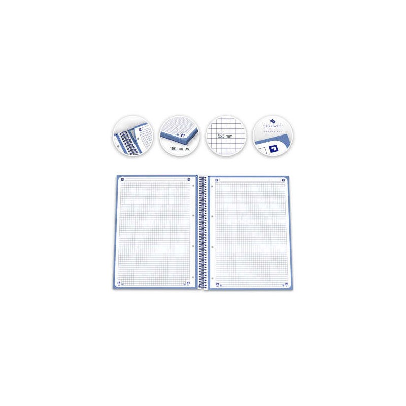 CUADERNO ESPIRAL TAPA DURA AZUL A4+...