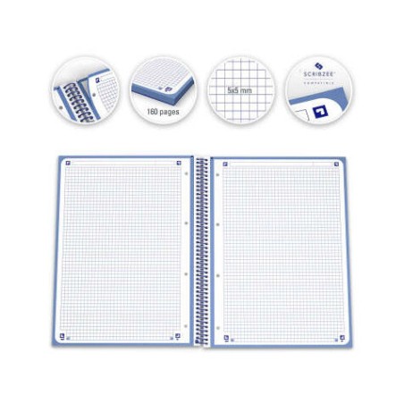 CUADERNO ESPIRAL TAPA DURA AZUL A4+ CUADRICULADO 5X5 OXFORD