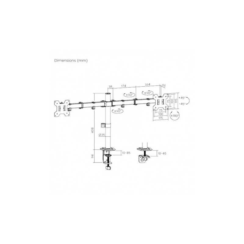 SOPORTE DE MESA 2 MONITORES 17"-32"...