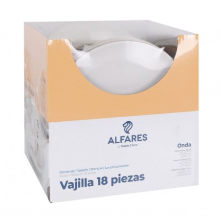 VAJILLA 18 PIEZAS ALFARES MONACO IVORY BRILLO