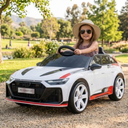 COCHE INFANTIL A BATERIA CON CONTROL REMOTO AUDI RS6 GT AVANT BLANCO