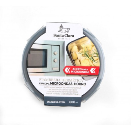 FIAMBRERA ACERO 0.6L REDONDO MICROHORNO STA CLARA