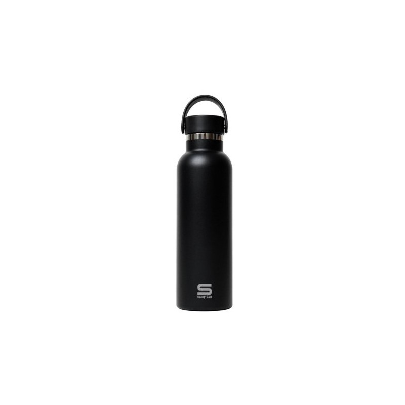 BOTELLA TERMO 600ML ACERO INOXIDABLE BASE SILICONA NEGRO SAFTA