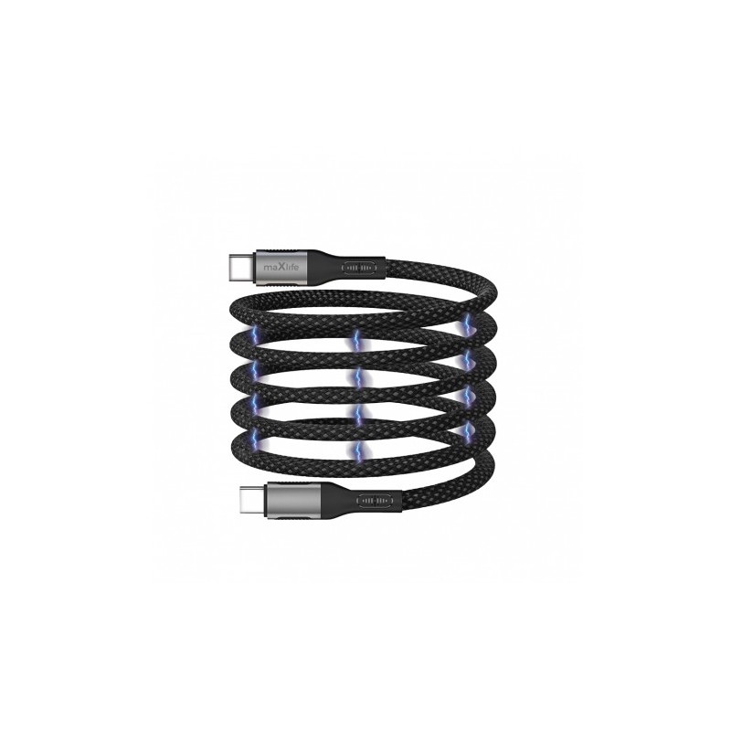 CABLE NYLON TIPO C A TIPO C MAGNETICO 100W 1M NEGRO MAXLIFE