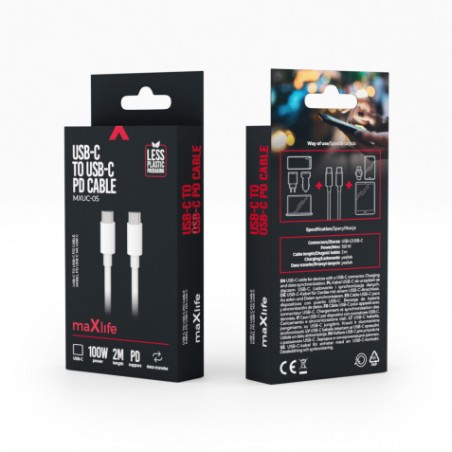 CABLE TIPO C A TIPO C 100W 2M BLANCO MAXLIFE
