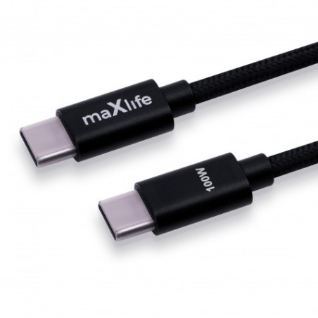 CABLE TRENZADO TIPO C A TIPO C 100W 2M NEGRO MAXLIFE