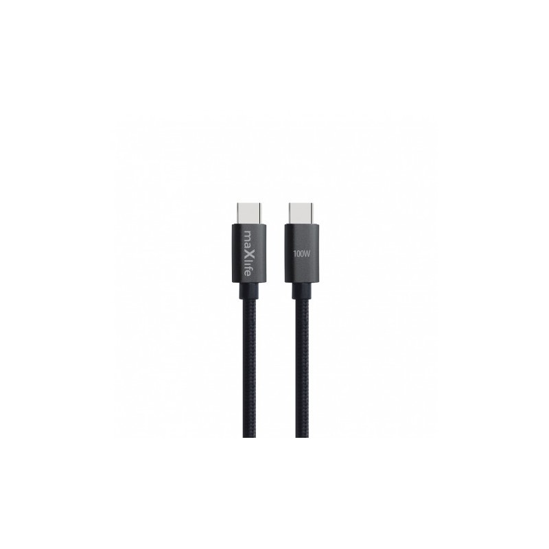 CABLE TRENZADO TIPO C A TIPO C 100W 1M NEGRO MAXLIFE