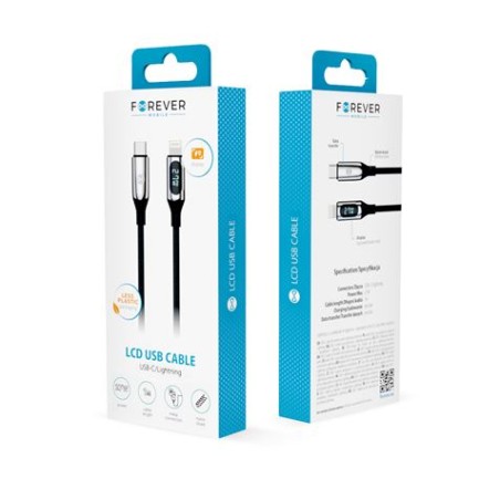 CABLE TIPO C A TIPO C LCD 100W 1M NEGRO FOREVER