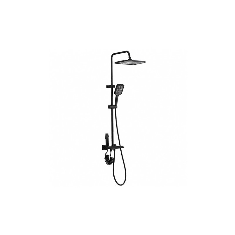 COLUMNA DE DUCHA COMPLETA SEL. BOTON DISPLAY NEGRA FONTASTOCK