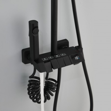 COLUMNA DE DUCHA COMPLETA SEL. BOTON DISPLAY NEGRA FONTASTOCK