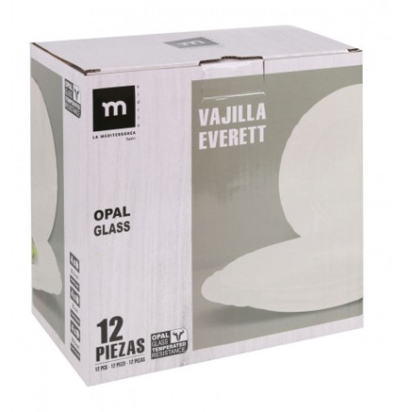 VAJILLA 12 PIEZAS REDONDA BLANCO OPAL EVERETT