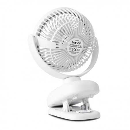 VENTILADOR PORTATIL TIPO CLIP 6" OSCILANTE CON LUZ LED Y BATERÍA MUVIP